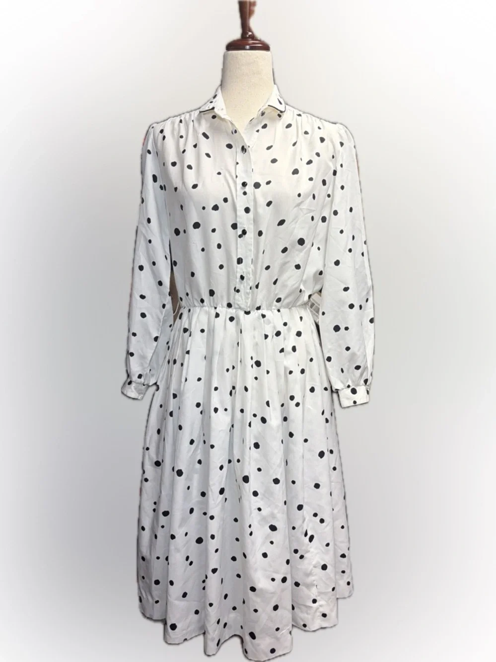 VTG Henry Lee Petites Polka Dot Midi Dress Small 80s‎ Mod Office Siren Preppy